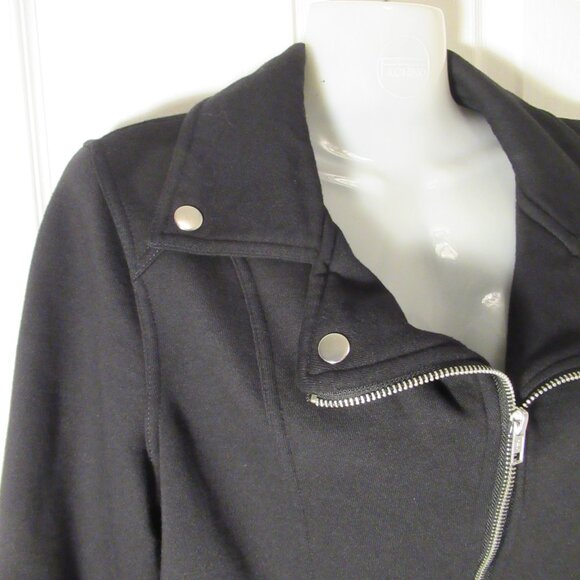 Style & Co Knit Motorcycle Moto Jacket Black, Long Sleeve Zippers Soft, Small - Picture 5 of 15